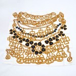 Chanel White x Multicolor Silk Scarf