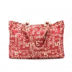 Chanel Red x White Graffiti Canvas XLarge Shoulder Tote Bag