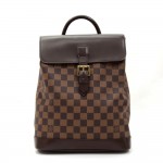 Louis Vuitton Soho Damier Canvas Maroon Leather Backpack