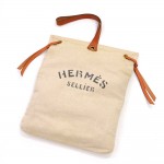 Hermes Sellier 34cm White Cotton Shoulder Tote Bag.