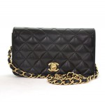 Chanel Black Quilted Leather Shoulder Bag Gold Chain CC CA604 EX