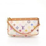 Louis Vuitton Pochette Accessories White Multicolor Canvas Hand Bag