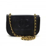 Vintage Chanel Black Leather Shoulder Mini Flap Bag