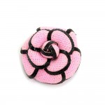 Chanel Pink x Black Piping Camellia Flower Brooch Pin