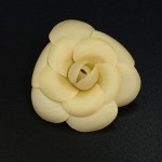 Chanel Beige Camellia Flower Brooch Pin