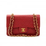 Vintage Chanel 2.55 Double Flap Red Quilted Leather Shoulder Bag