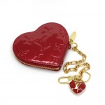 Louis Vuitton Porte Monnaies Cruer Burgundy Vernis Leather Heart Shaped Coin Case