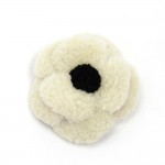 Chanel White x Black Mutton Camellia Flower Brooch Pin