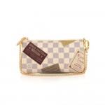 Louis Vuitton Pochette Milla MM White Azur Damier Canvas Bag
