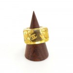 Chanel Gold Tone CC Logo Light Yellow Clear Ring