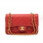Vintage Chanel 2.55 Double Flap Red Quilted Leather Shoulder Bag