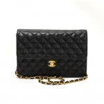 Chanel 10inch Black Quilted Leather Shoulder Flap Bag Ex