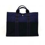 Hermes Fourre Tout MM Navy Cotton Tote Hand Bag