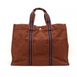 Hermes Fourre Tout GM Dark Brown Cotton Tote Hand Bag