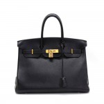 Hermes Birkin 35cm Black Togo Leather Gold Tone Hardware Hand Bag