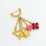 Louis Vuitton Gold Tone x Multicolor Sweet Monogram Pin Brooch