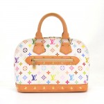 Louis Vuitton Alma White Multicolor Monogram Canvas Hand Bag