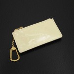 Louis Vuitton Pochette Cles White Vernis Leather Coin Case
