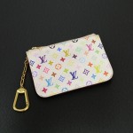 Louis Vuitton Pochette Cles White Multicolor Monogram Coin Key Case