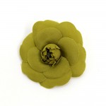 Chanel Green Camellia Flower Brooch Pin