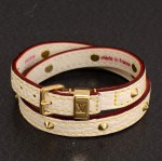 Louis Vuitton White Suhali Leather Studs Double Tour Bracelet