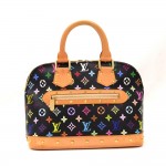 Louis Vuitton Alma Black Multicolor Monogram Canvas Hand Bag