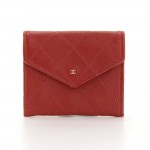 Vintage Chanel Red Quilted Lambskin Leather Coin Case