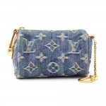 Louis Vuitton Mini BB Speedy Monogram Denim Coin Pouch Cles Key Chain / Holder