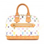 Louis Vuitton Alma White Multicolor Monogram Canvas Hand Bag