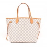 Louis Vuitton Neverfull MM White Damier Azur Canvas Tote Bag