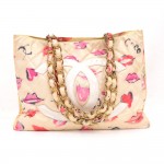 Chanel Jumbo XL Multicolor Lip & Heart Graffiti Nylon Shopper Tote Bag