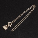 Hermes Sterling Silver Birkin Bag Motif Pendant Top Necklace