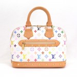 Louis Vuitton Alma White Multicolor Monogram Canvas Hand Bag