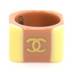 Chanel Brown x Lime Yellow CC Squared Ring