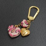 Louis Vuitton Pink Heart Motif Gold Tone Key Chain / Holder