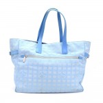 Chanel Travel Line Light Blue Jacquard Nylon XL Tote Bag