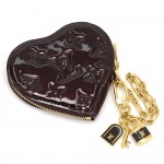 Louis Vuitton Porte Monnaies Cruer Dark Purple Vernis Leather Heart Shaped Coin Case