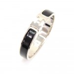 Hermes Black x Silver Tone H Clic Clac Bangle
