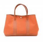 Hermes Garden Party PM Leather Organge Canvas Hand Bag