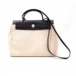 Hermes Herbag PM 2 in 1 Canvas Black Leather Shoulder Bag