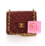 CC91 Chanel Red Leather Mini shoulder Bag