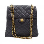 Chanel Black Quilted Caviar Leather Two-Sided Classic Flap Shoulder Tote Bag