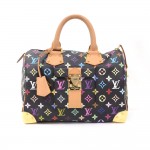 Louis Vuitton Speedy 30 Black Multicolor Monogram Canvas City Hand Bag