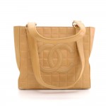 Chanel Medium Beige Embossed Leather Shoulder Tote Bag
