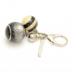 Louis Vuitton Black Mini Lin Ball Charm SilverTone Key Chain / Holder