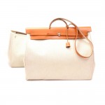 Hermes Herbag GM 2 in 1 Beige Canvas Brown Leather Shoulder Bag