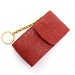 Chanel Red Caviar Leather Coin Case Key Holder