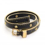 Louis Vuitton Black Suhali Leather Studs Double Tour Bracelet