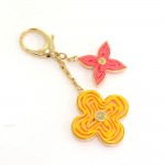 Louis Vuitton Yellow x Pink Naif Gold Tone Key Chain / Holder