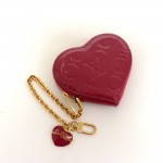 Louis Vuitton Porte Monnaies Cruer Burgundy Vernis Leather Heart Shaped Coin Case